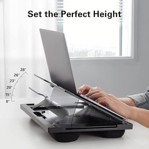 HUANUO Adjustable Lap Desk with 6 Angles – Up to 15.6" Laptop, Black - Image 3