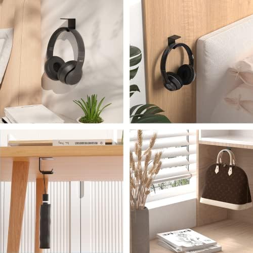 HomeMount Headphone Stand Headset Holder, Headphone Holder Under Table, Adhesive Gaming Headphone Stand Hanger Desk Mount for Most Headphone - Image 4