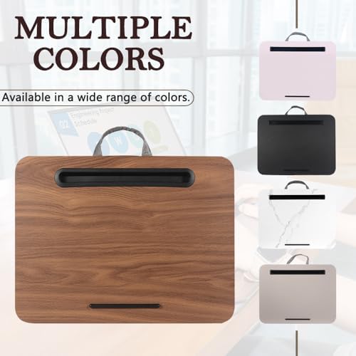 Portable Laptop Desk Fits Up to 16“ Laptops, with Tablet Slot, Built-in Cushion, Great for Home & Office,Lap Desk for Laptop,Lap Desk with Cushion (Brown, Medium) - Image 3
