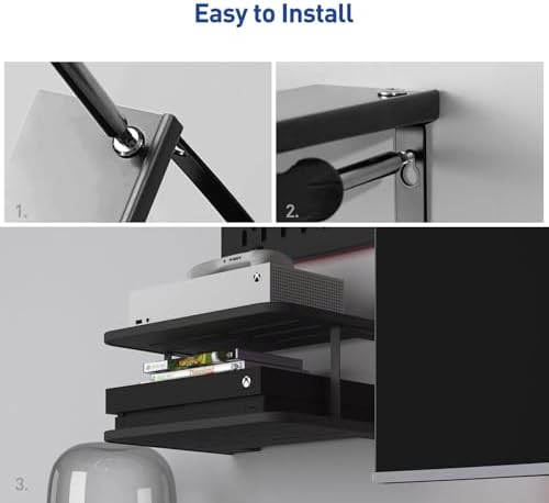 Black Projector Wall Shelf/Floating Under TV Game Double Shelf Stand for Xbox, Router/Entertainment Center, Projector Holder Accessories - Image 7