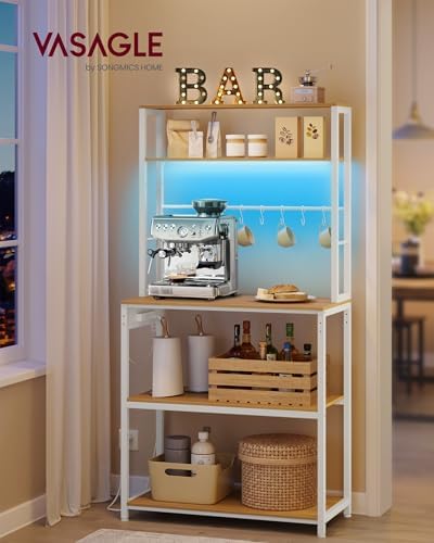 VASAGLE Coffee Bar with LED Lights, 31.5 Inches Bakers Rack - Image 2