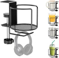 2-in-1 Desk Cup Holder with Headphone Hanger,Anti-Spill Table Water Bottle Holder,Clamp On Table Metal Drinking Holder,Compatible with Universal Cups/Bottles/Mugs/Cans/Tumblers/Thermoses/Glass,1Pack by ZMHH