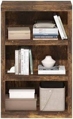 Furinno Rail Book Shelf, 3-Tier Classic Style Bookshelf, Bookcase with Open Shelf, 10.1 x 24.6 x 39, for Organization and Storage, for Living Room, Bedroom, Home Office, Amber Pine - Image 5