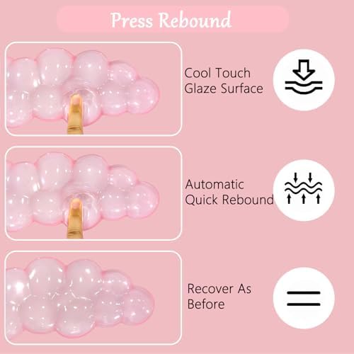 Acrylic Computer Keyboard Stand with Gel Cloud Wrist Rest Keyboard Riser with Comfortable Clear Silicone Mouse Wrist Pad Ergonomic Tilted Transparent Keyboard Holder for Desktop Office Hot Pink - Image 3