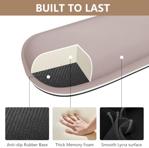 Wrist Rest for Computer Keyboard and Mouse, Ergonomic Design Wrist Support Pad for Keyboard, Soft Memory Foam Desk Pads Support Hand and Arm Easy Typing Pain Relief, 2 Piece Pad, Cream Pink - Image 2