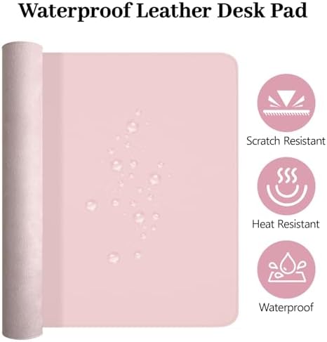 Pink Leather Desk Pad and Keyboard Wrist Rest, 27.6"x13.8" - Image 4