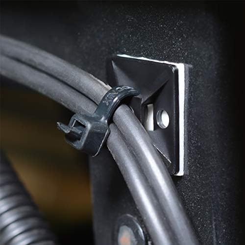 XHF 3/4" Strong Back-Glue Self Adhesive Black Cable Zip Tie Mounts 100pcs with 8" Zip Ties, Screws, UV Protection Outdoor Sticky Wire Fasteners Cable Clips Management Anchors Organizer Holders Squares - Image 4