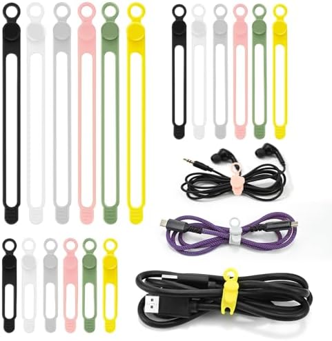 Silicone Cable Ties Reusable, 3 Sizes Cord Organizer Ties by CozyNestMo