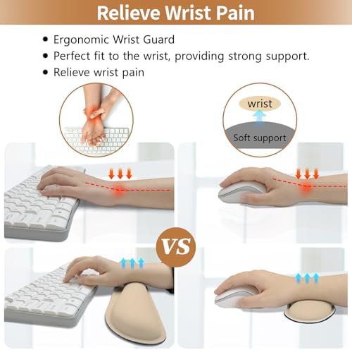 Beige Leather Desk Pad and Keyboard Wrist Rest, 27.6"x13.8" - Image 5
