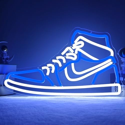 Sneaker Neon Sign Sports Shoe Neon Signs for Wall Dimmable LED Boys Neon Lights for Bedroom Man Cave Home Party Pub Neon Bar Sign Shoes Light up Signs Wall Decor (Blue) by JianJungNeonSign
