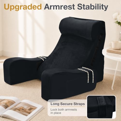 Sasttie 15-25 inch Adjustable Reading Pillow with Armrests, Black - Image 2