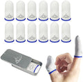 JWH 12 Pack Ultra Thin Silver Fiber Gaming Finger Sleeves White Thumb Sleeves Mobile Phone Gaming Cots Gaming Finger Gloves for PUBG with Storage Box High Sensitivity Silky Sweat Proof Dedales Gamer by JWH