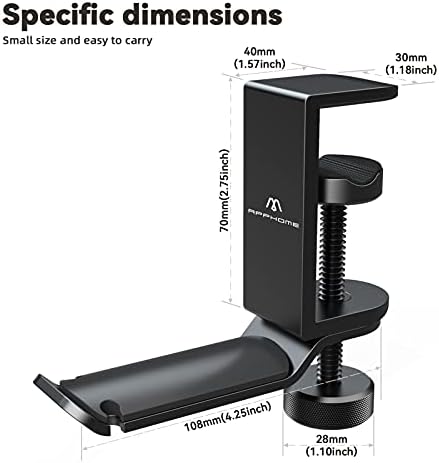 Under Desk Headphone Stand - 360 Degree Rotating Aluminum PC Gaming Headset Holder with Cable Organizer, Adjustable Screw Clamp Hanger for Heavy Headphones, VR Glasses & Bags, Universal Fit - Image 2