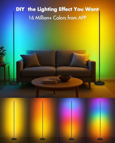 Corner Floor Lamp, 2-Pack RGB LED Floor Lamps for Living Room - Image 2
