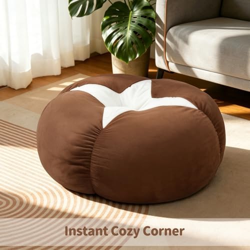 60cm/23.6" Extra Large Shiitake Mushroom Floor Cushion Pillow | Soft plush floor cushion for reading, gaming, meditation and relaxing. Adds playful comfort to any room. - Image 4