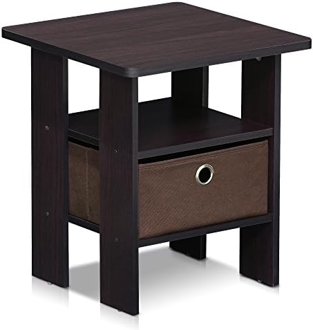Furinno ANDREY Square Side Table, End Table, Night Stand, Dark Walnut by Furinno-FitsYourSpaceFitsYourBudget
