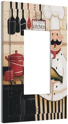 Decorative Outlet Covers Cartoon Fat Happy Chef Cook 1 Gang Rocker Light Switch Covers Single Gfci Wall Plate Electrical Receptacle Switchplate Plug Faceplate for Farmhouse Kitchen Decor - Image 2