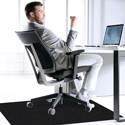 Sycoodeal Office Chair Mat for Hardwood Floor,Office Computer Gaming Chair Mat for Tile Floor,Large Floor Protector Rug,Anti-Slip,Easy to Clean,Pure Black(55"x36") - Image 4