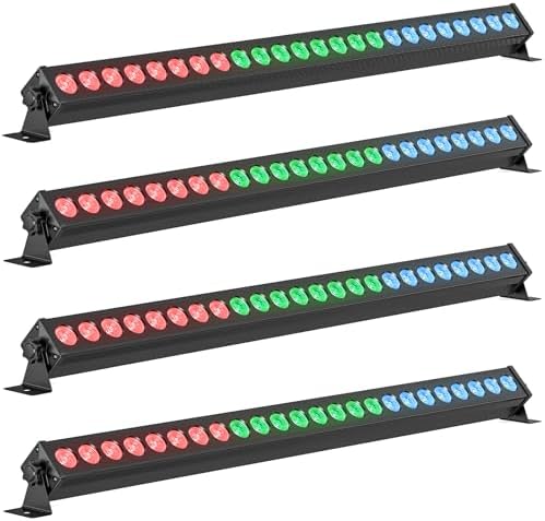 Led Stage Lights Bar,72W 24LEDs RGB Dj Strobe Party Lights Bar 3 in 1 Wall Washer Light Indoor with DMX Control AutoPlay Sound Activated Color Changing for Church Christmas Wedding Dance (4) by Warmdance