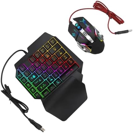 One Hand RGB Gaming Keyboard and Mouse Combo, Half Hand Gaming Keyboard Set, 4 in 1 Mobile Gaming Keyboard Set with Mouse Converter, Adjustable Phone Stand for PC - Image 5