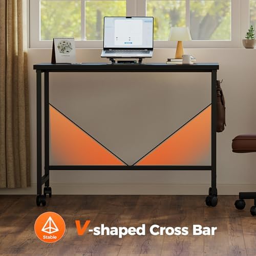 Mericonia 32x16 Inch Computer Desk with Wheels, Small Simple Rolling Desk - Image 5