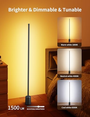 Ailofy Corner Floor Lamp, 1500lm RGBW Corner Lamp Work with Alexa & Google Assistant, 16 Million DIY Colors, Sync with Music, App Control, Modern LED Floor Lamp for Living Room & Bedroom, Black - Image 3