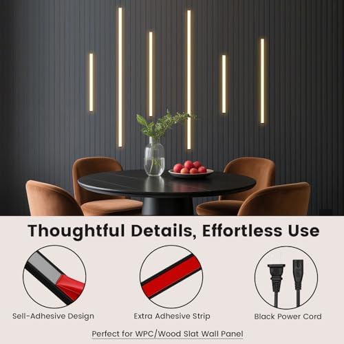 Slat Wall Lights 6pcs Adhesive LED Panel Lights with Touch Switch - Image 6