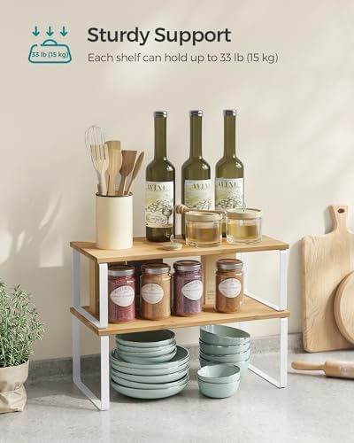 SONGMICS Cabinet Organizer Shelf, Set of 2 Spice Rack, Kitchen Storage - Image 4