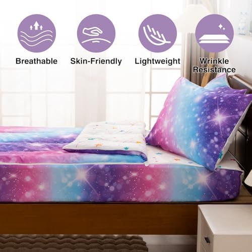 A Nice Night Zipper Bedding, Blue Purple Rainbow Galaxy, Twin Size - Image 3
