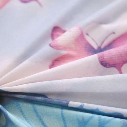 SDIII Colorful Butterfly Queen Fitted Sheet with 2 Pillowcases, Deep Pocket Soft Microfiber Butterfly Bed Sheet Queen for Kids and Teens - Image 6