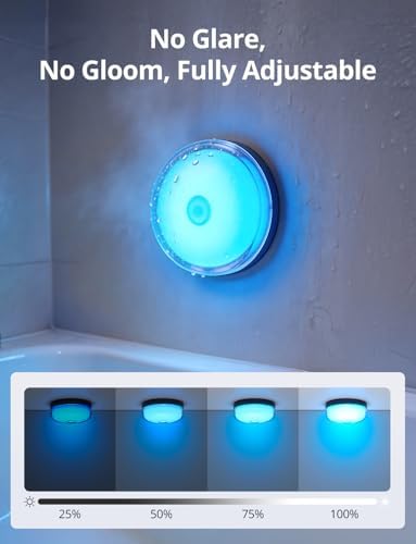 Combuh Rechargeable RGB Ambient Shower Light Waterproof Inside, 15 Color Changing Mood Lighting for Bathroom Bathtub IP65 Waterproof Cordless Battery Operated Stick on Lamp with Remote(Black 2 Pack) - Image 7