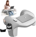 Reading Pillow for Bed, Lap Desk for Laptop, Memory Foam Arm Rest Support Gaming Pillow with Cup/Phone Pocket, Laptop Lap Desk for Working, Gaming, Reading on Couch Bed Floor- Grey by WOGAHEV