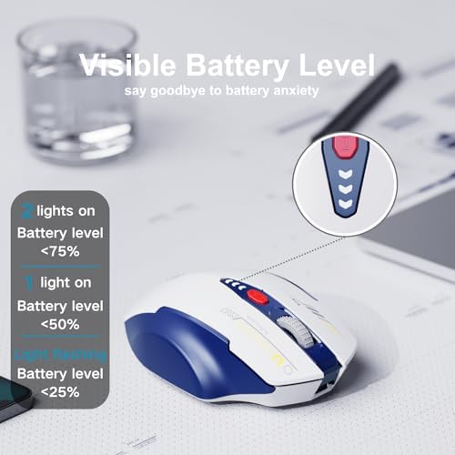 Uineer Wireless Mouse, 2.4GHz Rechargeable Computer Mouse, Battery Display - Image 3