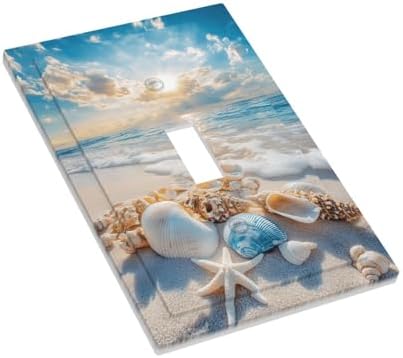 Decorative Light Switch Covers Beach Starfish Seashell Single Toggle Light Switch Cover Plate 1 Gang Outlet Covers Wall Plate Summer Sea Ocean Electrical Device Switchplate Dimmer Faceplate - Image 3