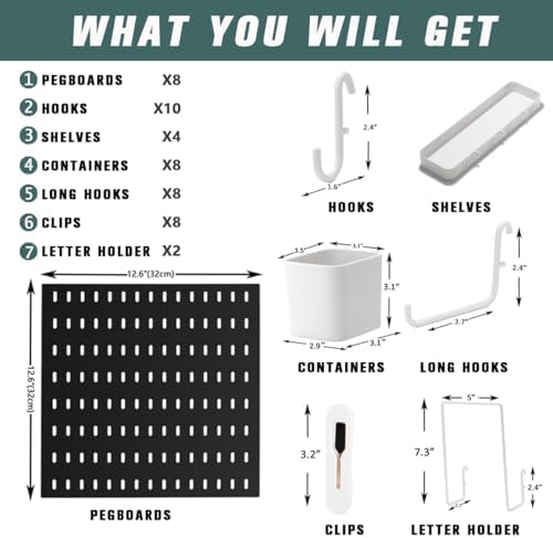 Wall-Mounted Pegboard Kit, 50.4" x 25.2" Organizer Panel – Large, Cost-Effective & Nail-Free Installation Black - Image 4