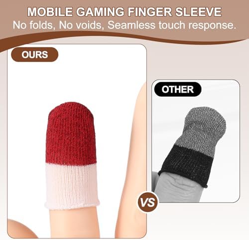 PATIKIL Controller Finger Thumb Sleeve, 40 Pack Mobile Gaming Finger Sleeve Silver Fiber Tip Gloves Anti-Sweat Breathable for Game Phone Touchscreen Devices, White/Red - Image 5