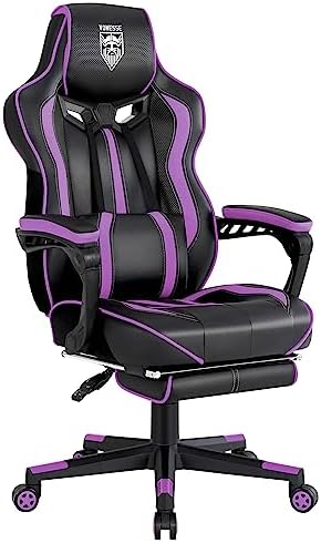 Vonesse Purple Gaming Chair with Footrest, Reclining Computer Gaming Chairs for Adults, Ergonomic Gamer Chair with Massage, Big and Tall PC Game Chair(Purple/Black) by Vonesse