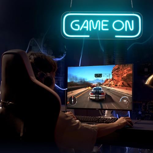 Ice Blue GAME ON Signs,USB Powered Gaming Letter Neon Sign - Image 4