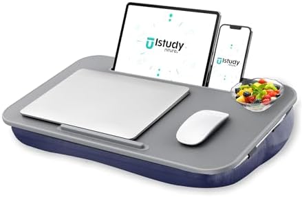 Istudyniture Lap Desk with Washable Cushion – Fits up to 17-Inch Laptops – Portable Laptop Desk & Stand – Bed desks & Tray for Writing, Reading, Working, Gaming on Bed, Couch, Floor – Large, Grey by Istudyniture