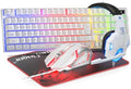 BlueFinger RGB Gaming Keyboard and Backlit Mouse and Headset Combo, USB Wired Backlit Keyboard, LED Gaming Mouse Set, Headset with Microphone for Laptop PC Computer Game and Work, White by BlueFinger
