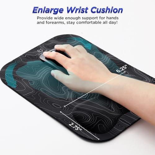 Gimars Large Smooth Superfine Fibre Memory Foam Ergonomic Mouse Pad Wrist Rest Support Mousepad with Nonslip Base for Laptop, Computer, Gaming & Office,Free Coaster Include-Topographic Map - Image 6