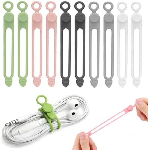 10 Pcs Silicone Cable Ties, Reusable Cord Organizer. by RUGLAMZHIP
