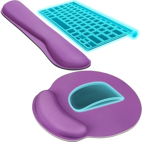 KTRIO Keyboard Wrist Rest & Mouse Pad with Wrist Rest, Violet Purple | Memory Foam Wrist Support, Ergonomic Design, Non-Slip Base, Office and Home Use by KTRIO