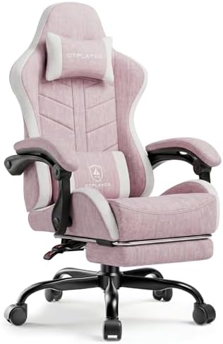 GTPLAYER Gaming Chair for Adults, Computer Chair with Footrest, Pink | Ergonomic Video Game Chair with 90-155° Recline, Removable Headrest & Lumbar Support, All-Day Comfort for Home & Office by GTPLAYER