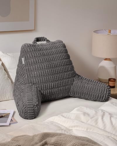 Blissful Diary Reading Pillow, Large Backrest Pillow with Shredded Memory Foam for Adult & Children, Designed for Bed and Couch Sitting Up, Includes Arms, Pockets and Washable Cover, Dark Gray - Image 7