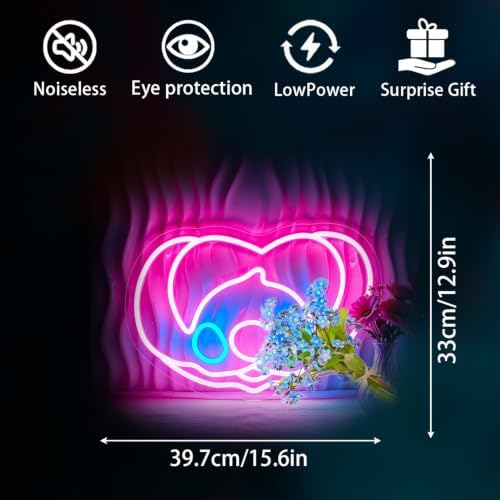 bkuupau Neon Signs for Wall Decor, Pink Anime Led Sign Neon Light up Signs - Image 3