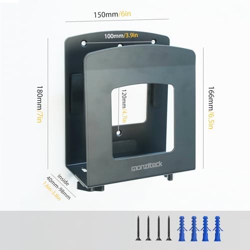 Monzlteck Adjustable Electronic Device Wall Mount|Universal Holder for Small Computers, Gaming Consoles（Xbox 360，Xbox One, PS4），Mini PC，Small Form Factor Desktop Tower, UPS .Fits 1.6" to 3.8" Width - Image 2