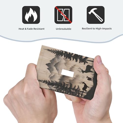 Decorative Light Switch Covers Rustic Black Deer Elk Brown Wood Board Pine Tree Single Toggle Light Switch Cover Plate 1 Gang Outlet Covers Wall Plate Electrical Device Dimmer Switchplate - Image 6