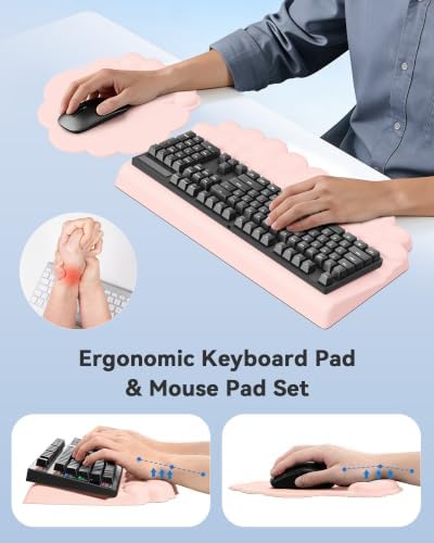 Cloud Wrist Rest for Keyboard and Mouse, Keyboard Riser Pad for Desktop | PU Leather, Non-slip, Ergonomic Angle Adjustable Arm Rest, Soft Wrist Support, Waterproof - Image 5