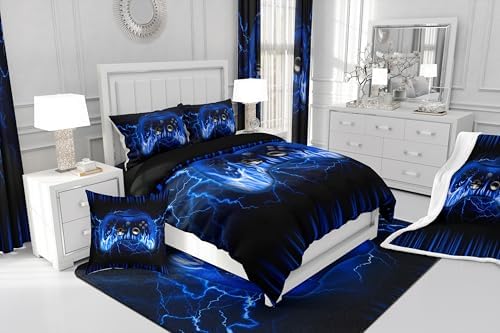 Feelyou Kids Gaming Gamer Bedding Set Toddler Size,Blue and Black Game Contoller Comforter Set for Teens Boys Bedroom Room Decor,Ombre Game Comforter,Geometric Gaming Bed Set - Image 6